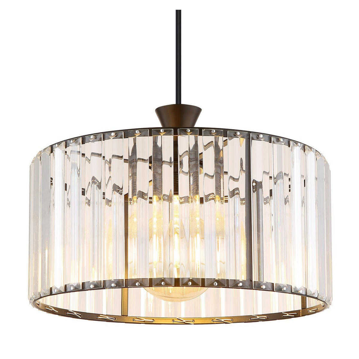 PENDELLEUCHTE Metall Schwarz-matt Kristalle - Schwarz, Metall (31/31/120cm) - Globo Lighting