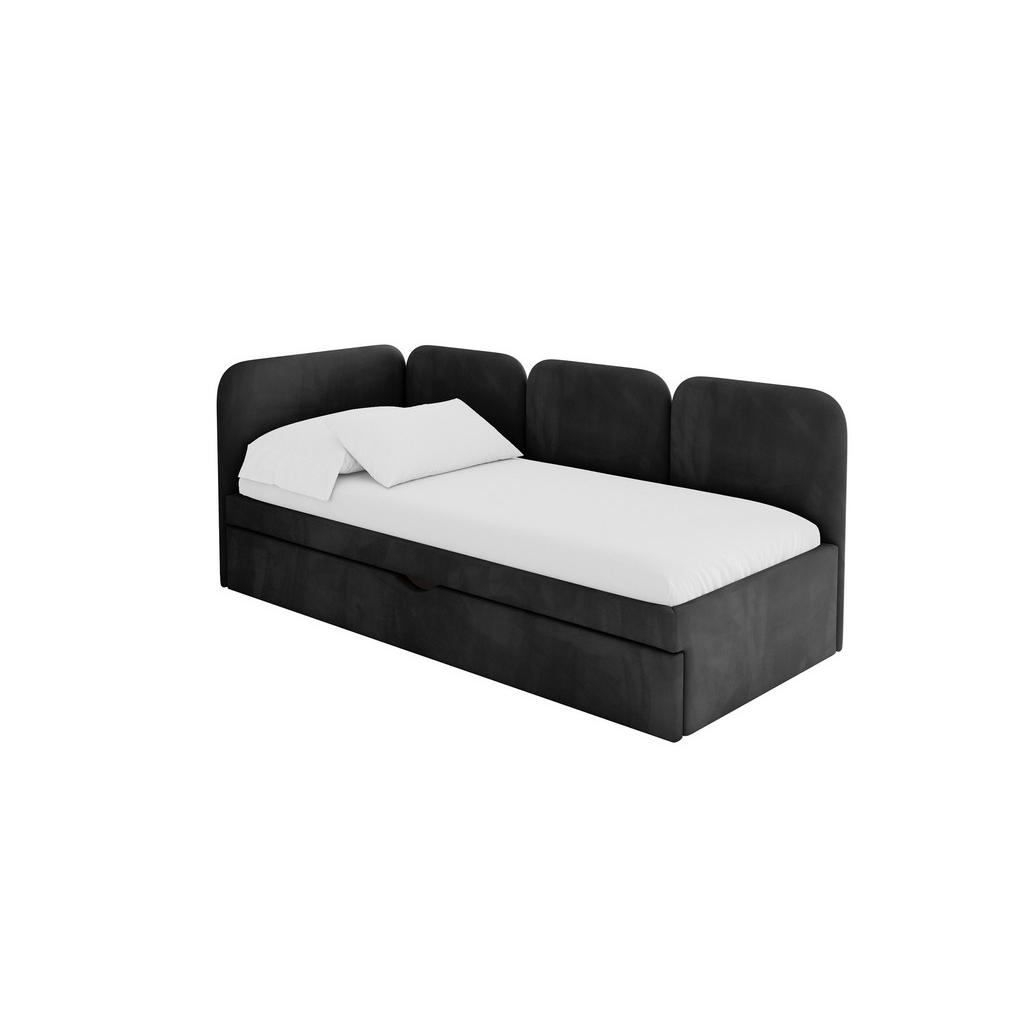 ALTDECOR JEDNOLŮŽKOVÁ POSTEL pro mládež s úložným prostorem a matrací H3/H4, vpravo - ALVY 80x200 černá