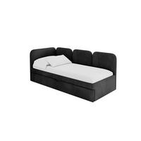 EINZELLBETT Jugendbett mit Bettkasten, Rechts - ALVY 80x200 Schwarz - Schwarz, Holzwerkstoff/Textil (80/200cm) - ALTDECOR