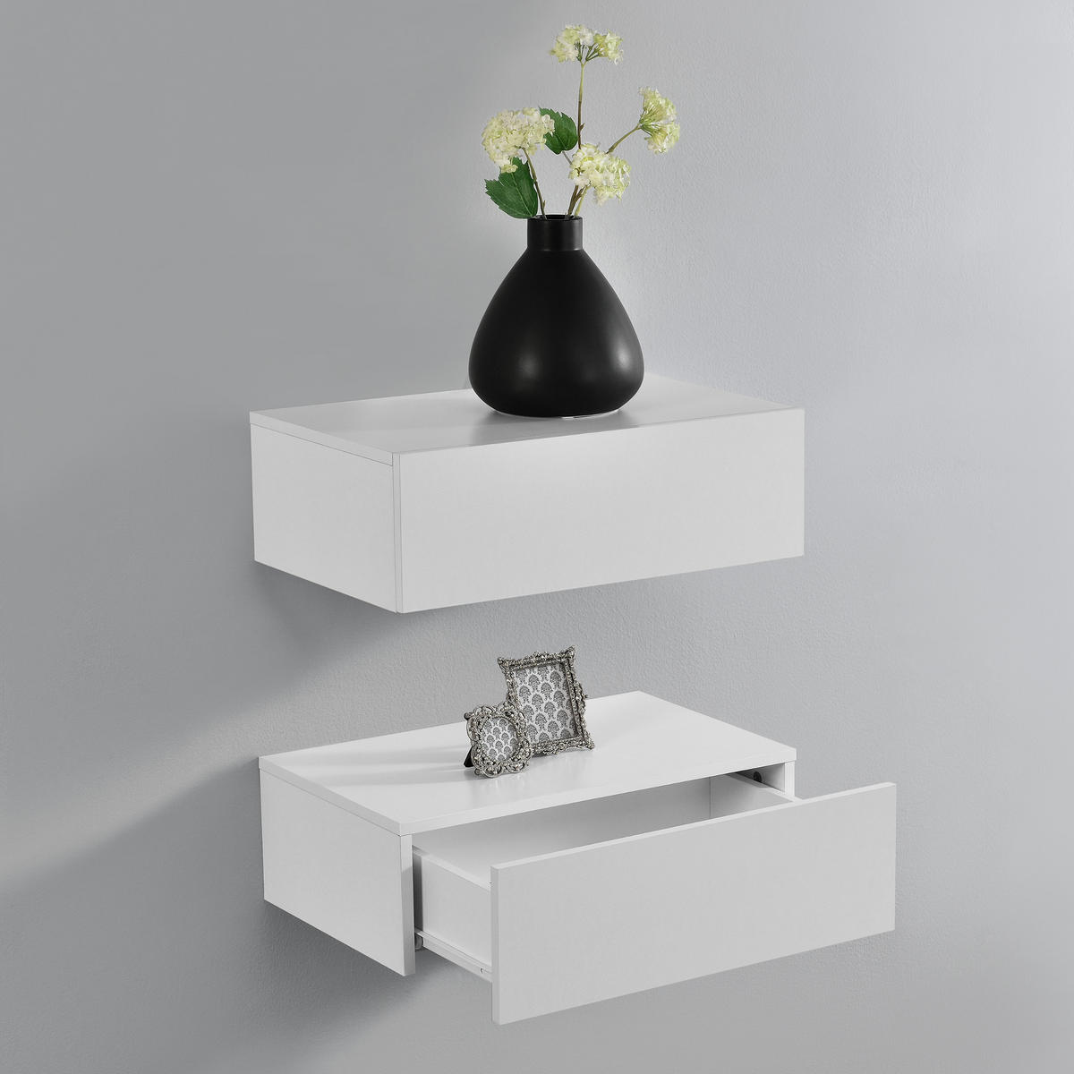 WANDREGAL-SET 2 TLG. Oslo - Weiß, Holzwerkstoff (46/15/30cm) - [en.casa]