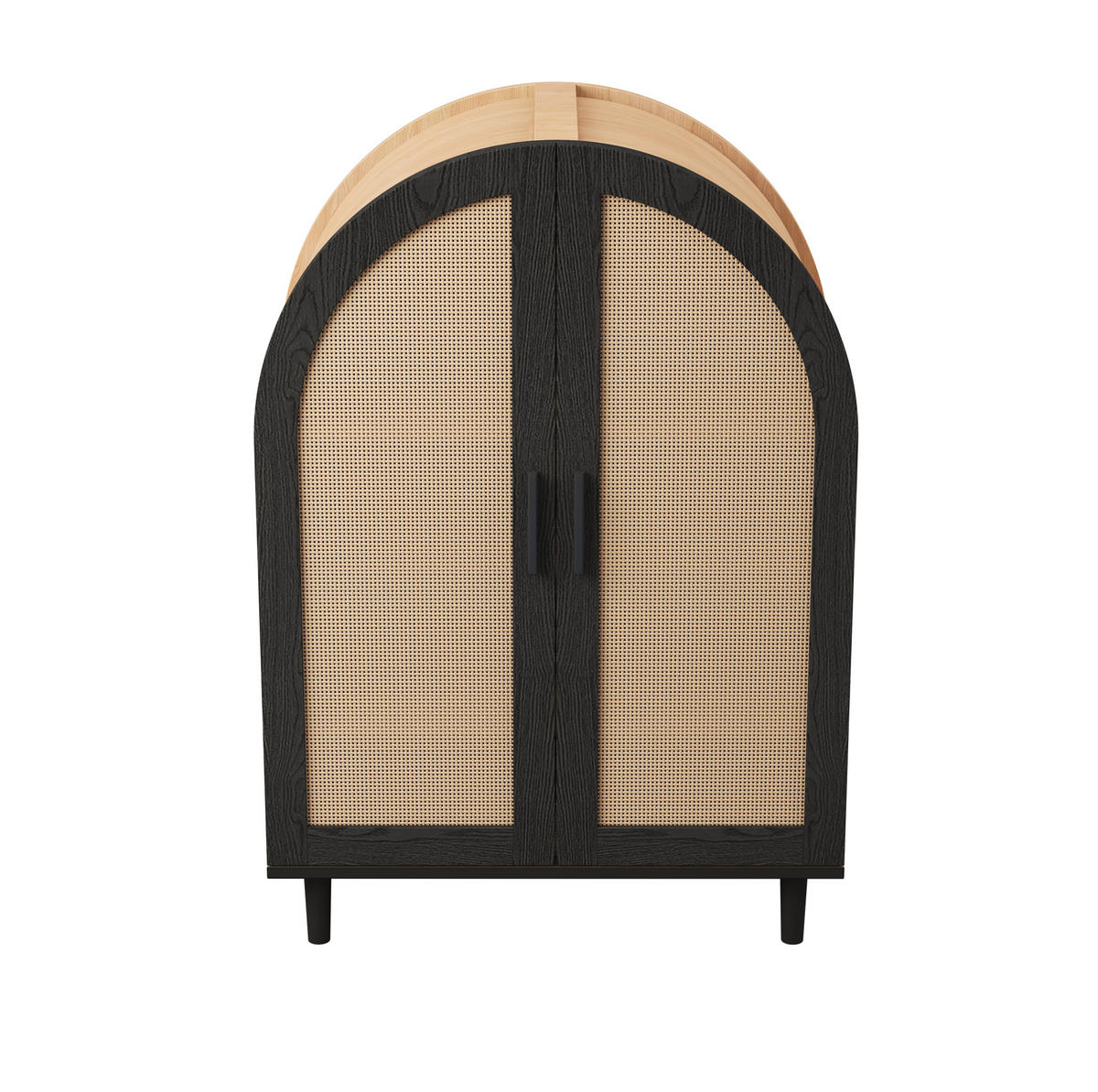 SCHUHSCHRANK mit Rattantüren 70 x 40 x 100 cm Natural Black - Schwarz, Holzwerkstoff (40/100/70cm) - Beauniv