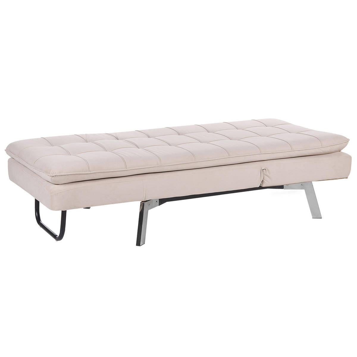 RELAXLIEGE Samtstoff beige verstellbar Loiret - Beige/Silberfarben, Textil (179/93/76cm) - Beliani