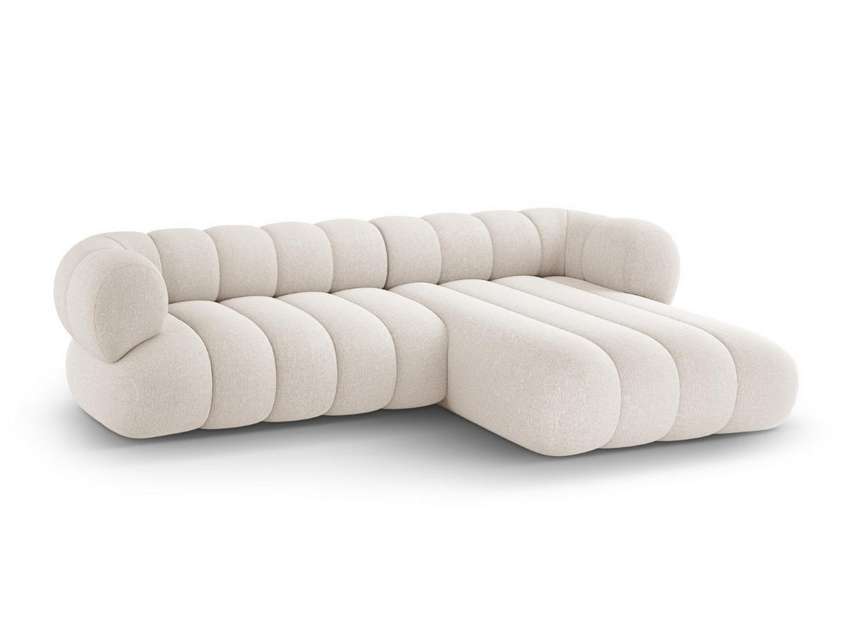 ECKSOFA Koge aus Chenille-Stoff leichtes beige 5 Sitzplätze - Creme, Textil (165/270cm) - Cosmopolitan Design