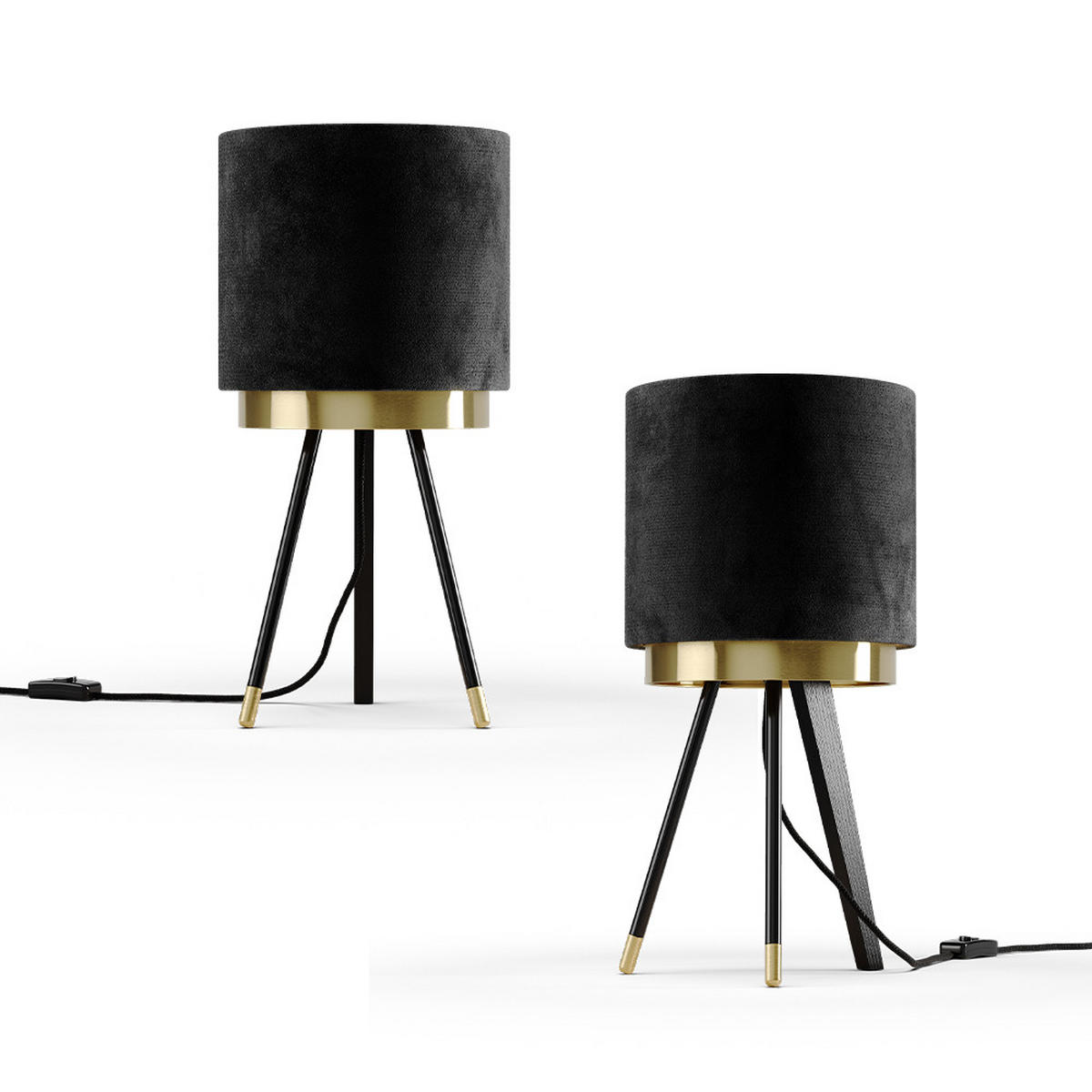 TISCHLAMPE Goldamo Schwarz 23 x 46 cm 2er-Set - Goldfarben/Schwarz, Metall (23/23/46cm) - Vicco