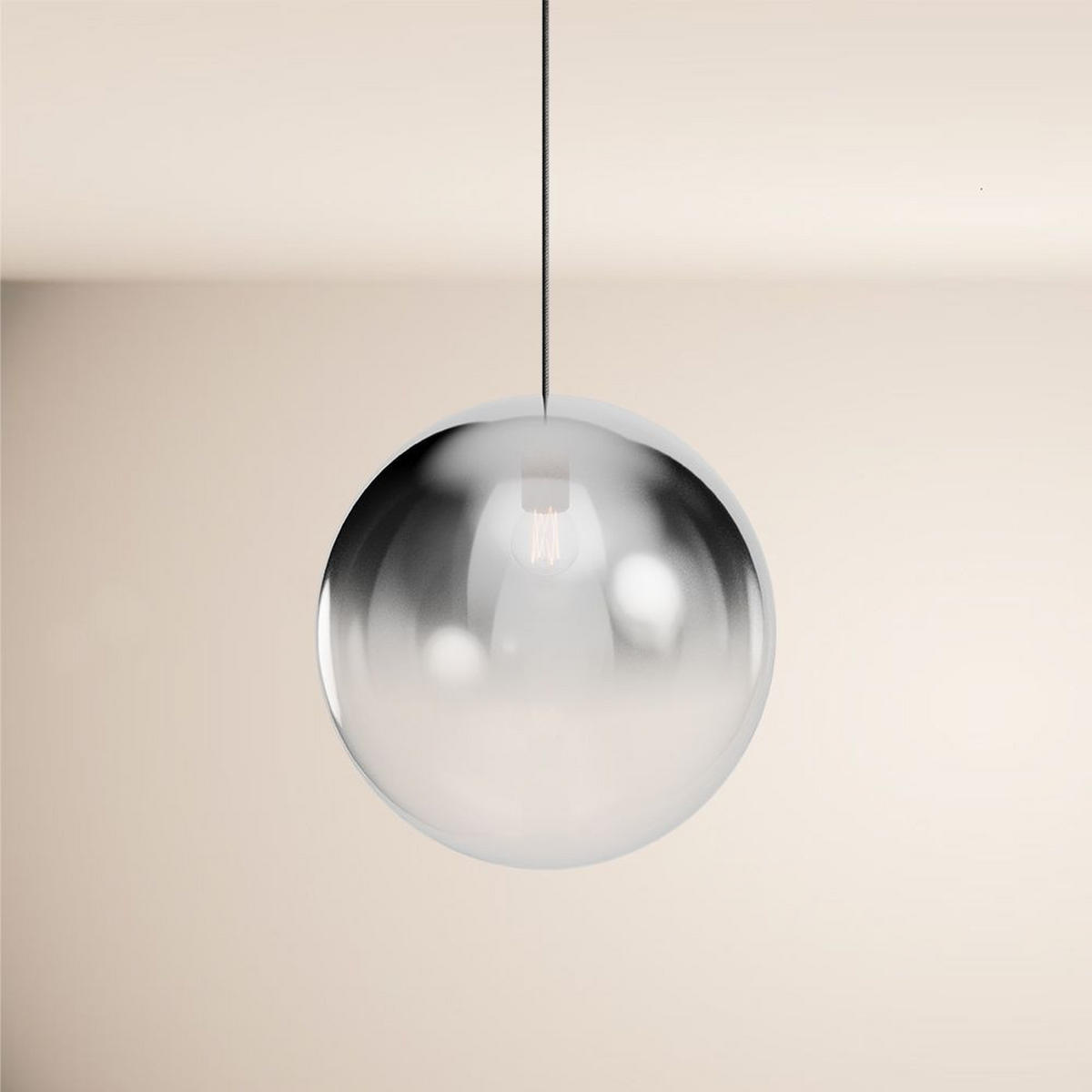 GALERIELEUCHTE Orb 5m Abhängung Rauch Verlauf/Schwarz Ø 40cm - Schwarz/Grau, Glas (40/40/40cm) - s.luce
