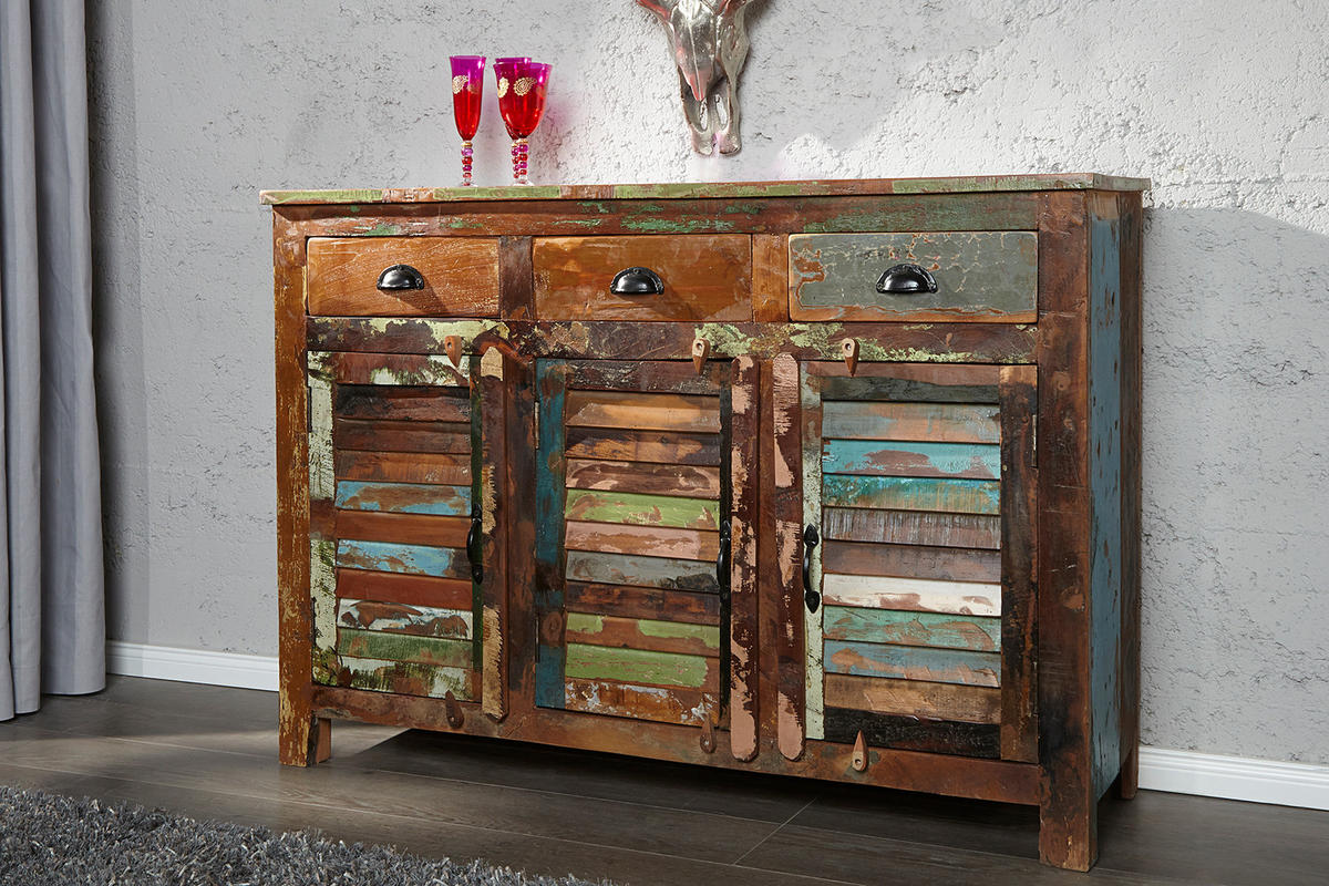SIDEBOARD JAKARTA Recycelt Natur 125 cm - Multicolor, Holz (125/90/40cm) - riess-ambiente