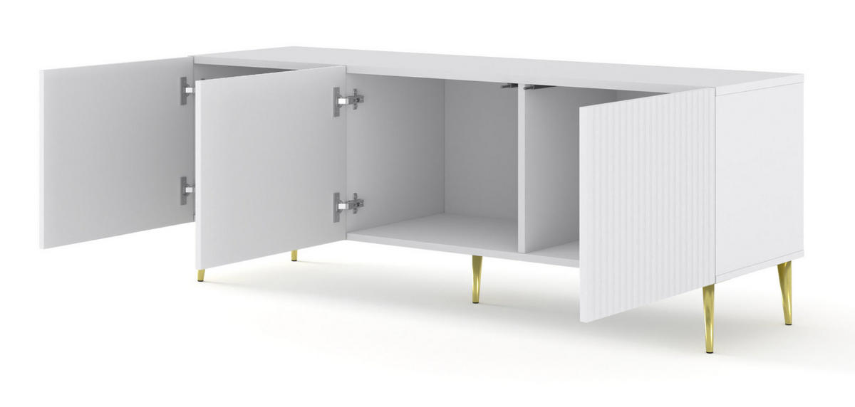 TV LOWBOARD Weiß, Weiß, Gold 150/56/42 - Weiß, Holzwerkstoff (150/56/42cm) - RAUMHIRSCH FURNITURE