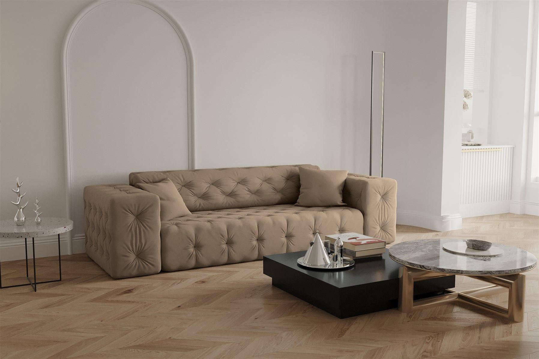 SOFA 3-sitzer Chantal - Taupe, Holzwerkstoff/Textil (251/78/96cm) - Fun Möbel