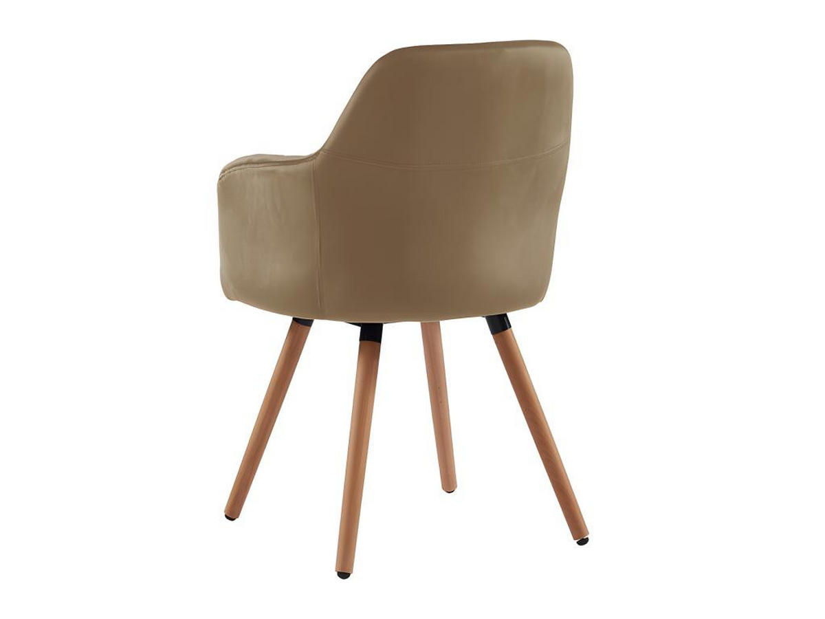 STUHL mit Armlehnen 2er-Set - Samt & Metall in Holzoptik - Beige - ELEANA - Beige, Textil (58/85/56cm) - Vente-Unique