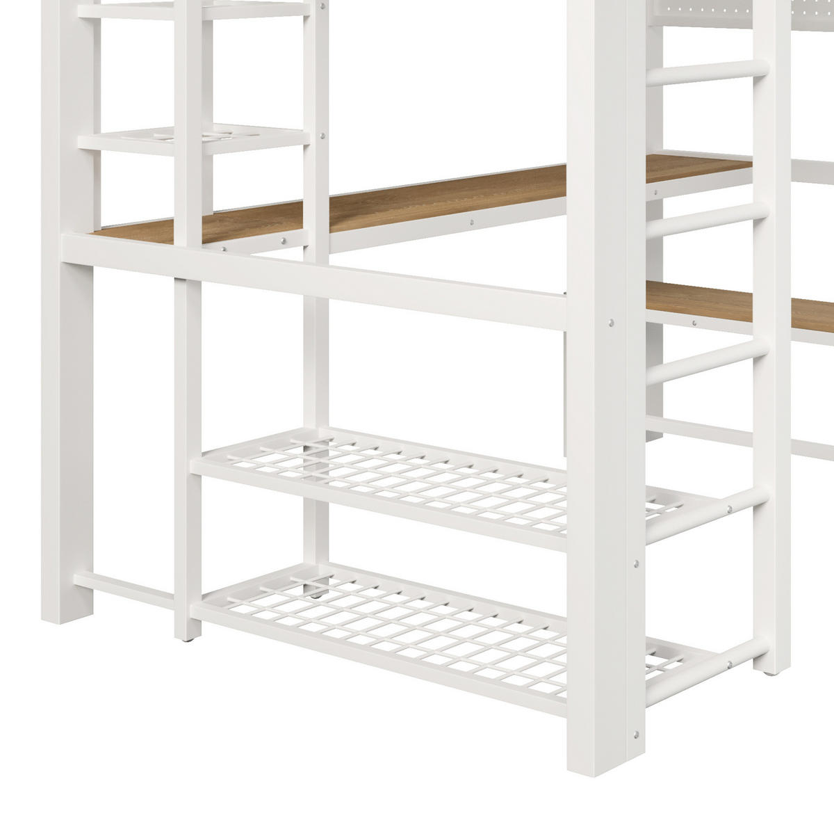HOCHBETT 140/200 cm aus Metall mit LED-Lichtleiste, Schreibtisch, Weiß - Weiß, Metall (140/200cm) - OKMYHOME