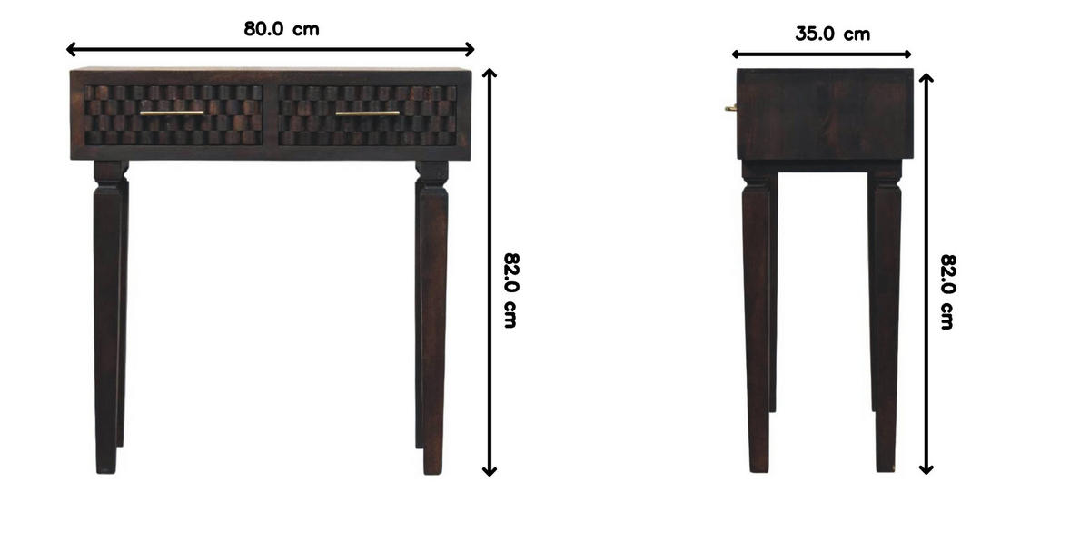 KONZOLNA miza v Rich Velvet Mocha zaključku, 2 predala, temno rjava - temno rjava, les (80/35/82cm) - Artisan Furniture