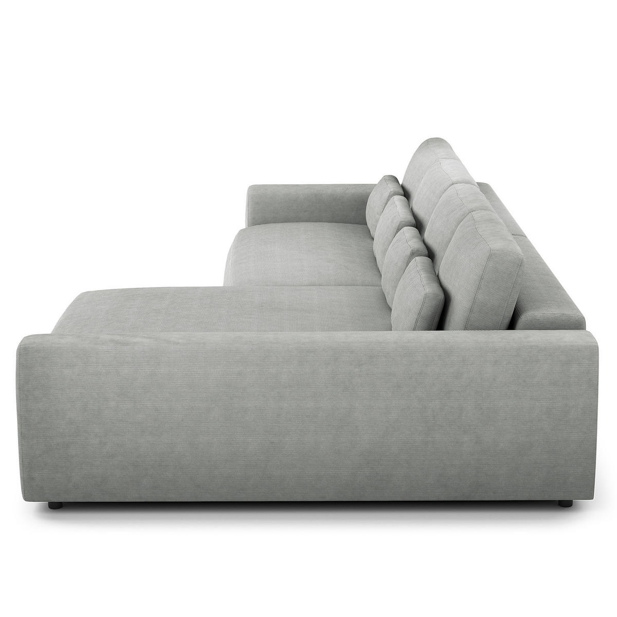ECKSOFA mit XXL-Longchair - Schwarz/Grau, Kunststoff/Textil (323/182cm) - home24