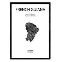 POSTER Country Map – French Guiana A4 Rahmenlos - Klar, Papier (29.7/5/21cm) - Nacnic