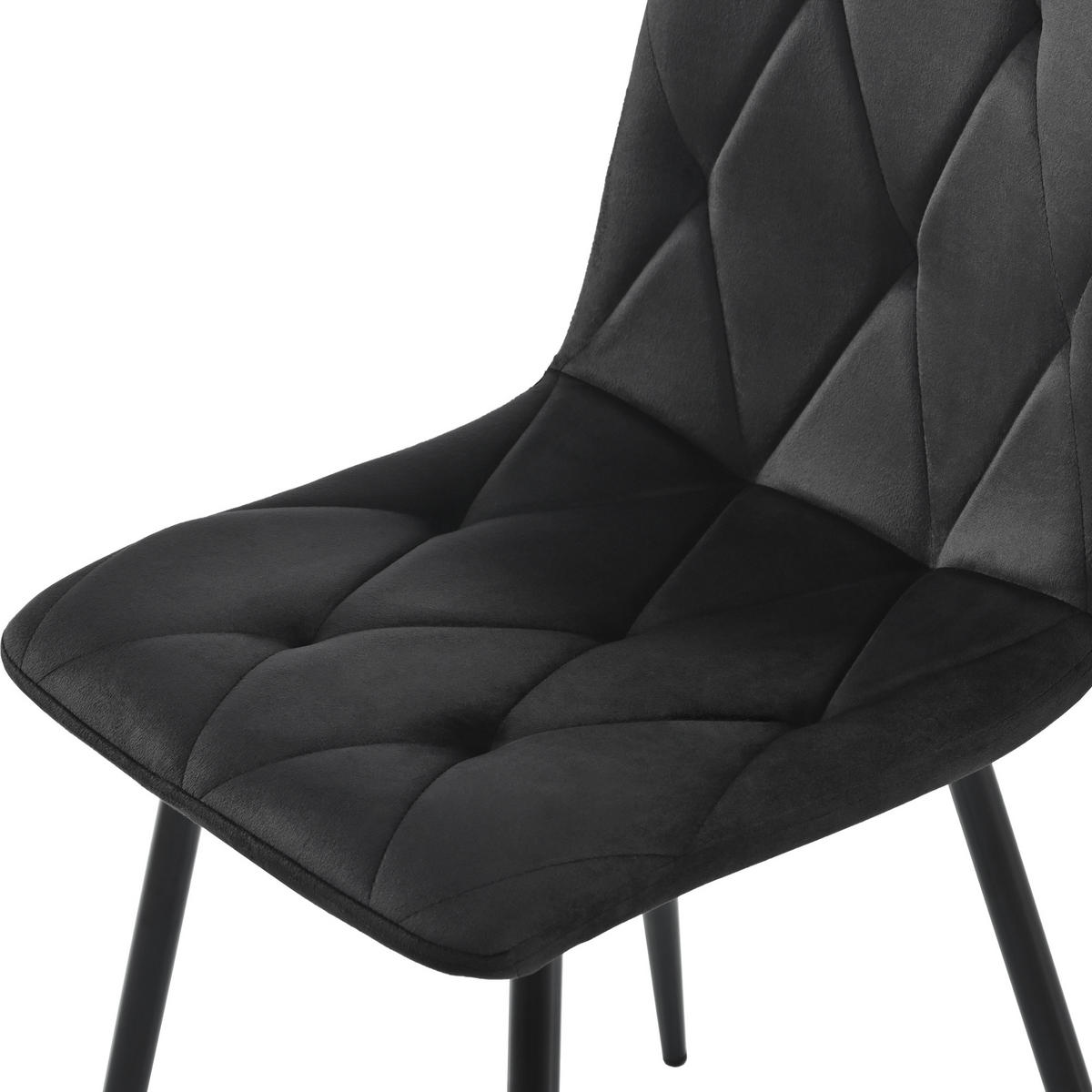 ESSGRUPPE 5-teilig mit Marmoroptik-Esstisch 117×68 und vier schwarzen Samtstühlen als modernes rechteckiges Küchenset, weiß-schwarz - Schwarz, Holzwerkstoff (68/75/117cm) - Luhomfu
