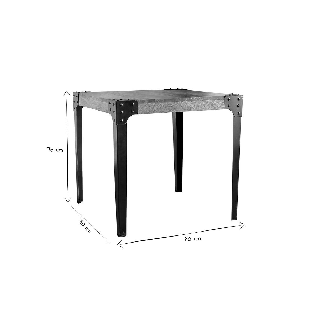ESSTISCH Industriell Stahl Holz L80 MADISON - Dunkelbraun, Holz (80/80/76cm) - Miliboo