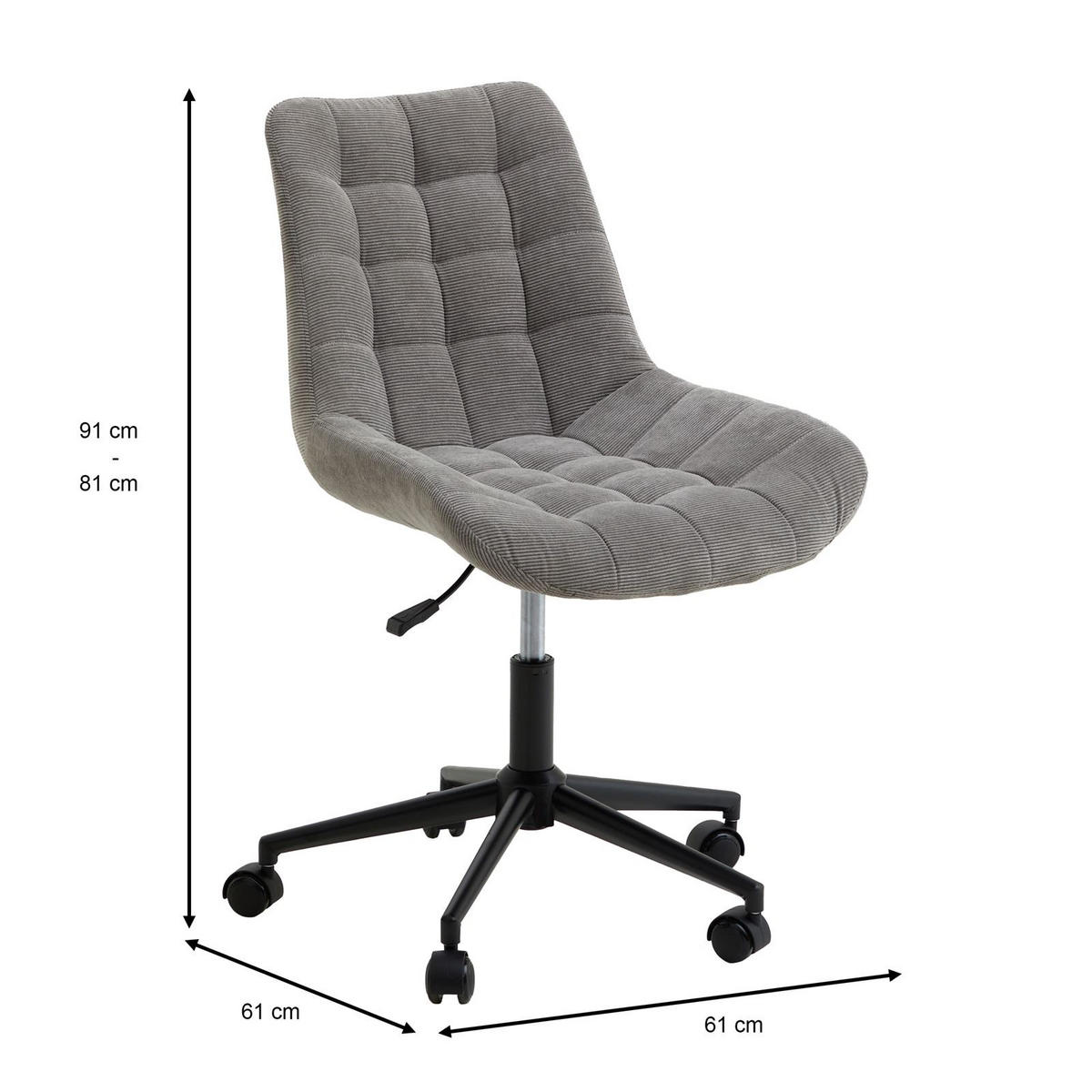 DREHSTUHL VASILO grau - Grau, Textil (54/80/61cm) - IDIMEX