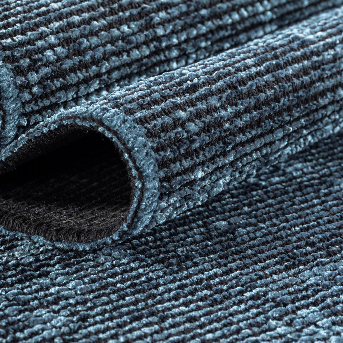 TEPPICH Kurzflor Unicolor Chenille Baumwolle Innen Blau Rechteckig 160x230 - Blau, Textil (160/230cm) - KADIMA DESIGN