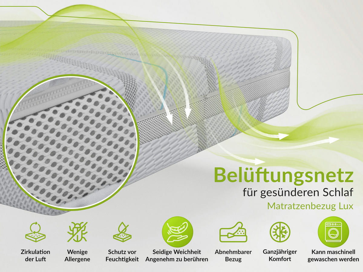 FEDERKERNMATRATZE TOVA - 160/200 - H3 - Lux - Hellgrau, Textil (160/200cm) - MKS