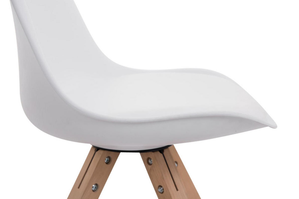 STUHL 4er Set Lederlook weiß - Eukalyptusholzfarben/Weiß, Holz/Textil (47.5/83/55.5cm) - CLP