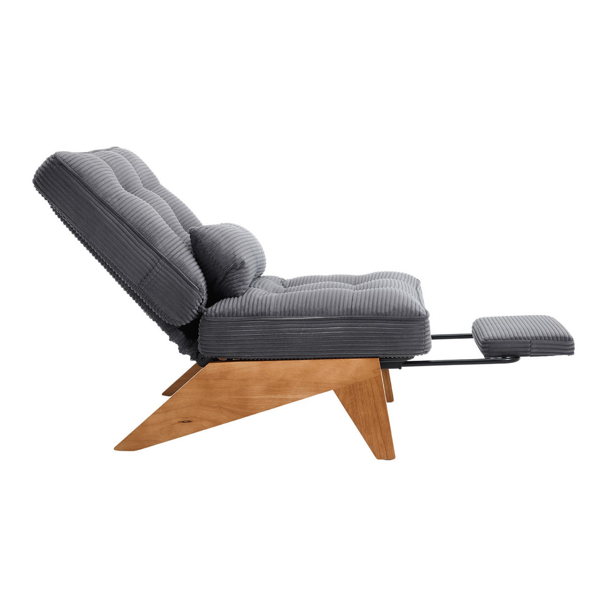 SESSEL Relaxsessel mit Fußstütze & Lendenkissen,verstellbar,Dunkelgrau - Dunkelgrau, Holz (73/90/59cm) - LVHOM