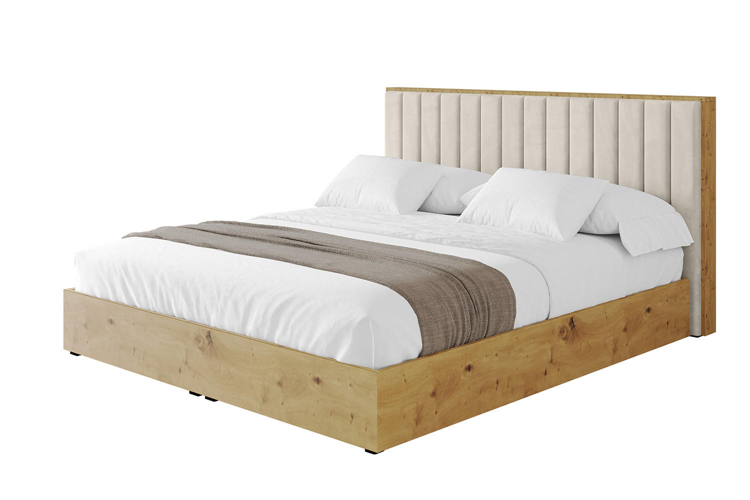 POLSTERBETT mit Bettkasten und Lattenrost, Bett mit Matratze H3/H4 - ENZO4 160x200 Beige - Beige, Holzwerkstoff/Textil (160/200cm) - ALTDECOR