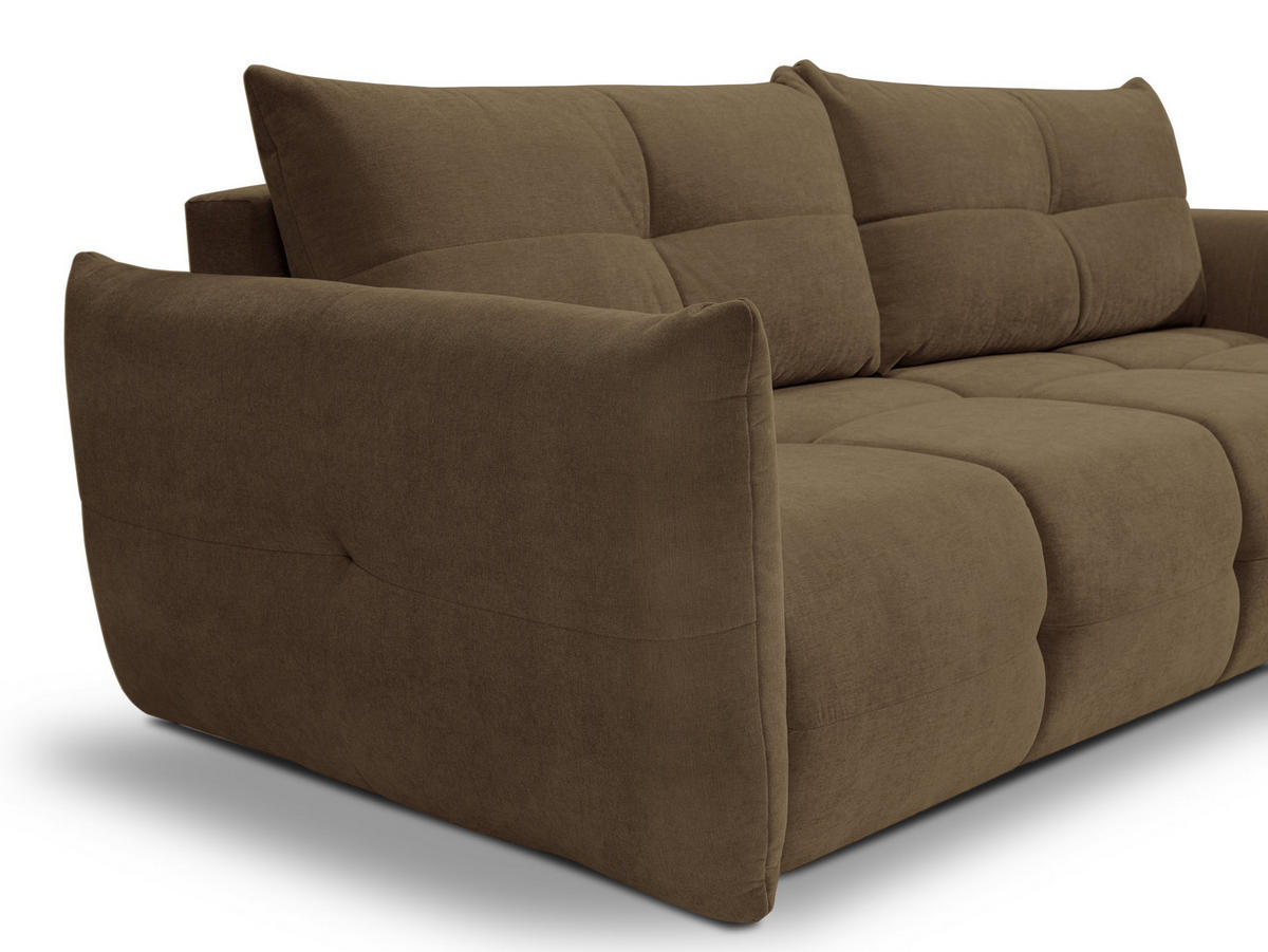 BETTSOFA MODA Braun Chenille-Stoff mit Schlaffunktion - Braun, Holz (245/86/110cm) - MASSENO