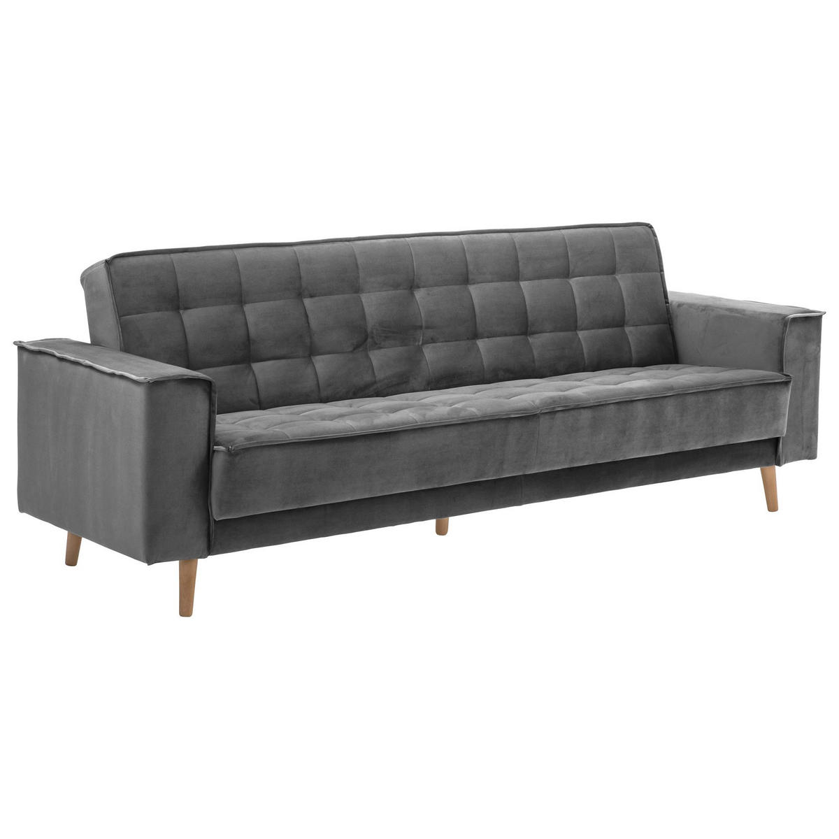 SOFA 3-Sitzer mit Bettfunktion Kavindra Samtvelours anthrazit - Anthrazit, Kunststoff (78/84/240cm) - 58aufmkessel