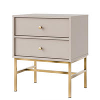 NACHTTISCH FLOREN, Creme/Gold - Creme, Holzwerkstoff/Metall (51.8/62.5/40.8cm) - KONSIMO®