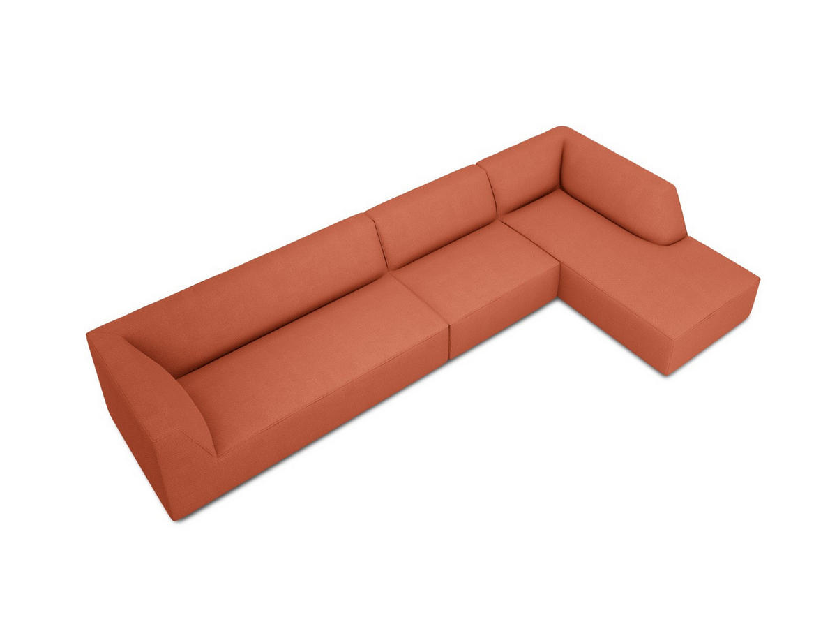 ECKSOFA rechts Ruby aus strukturiertem Stoff koralle 5 Sitzplätze - Koralle, Textil (180/366cm) - Micadoni