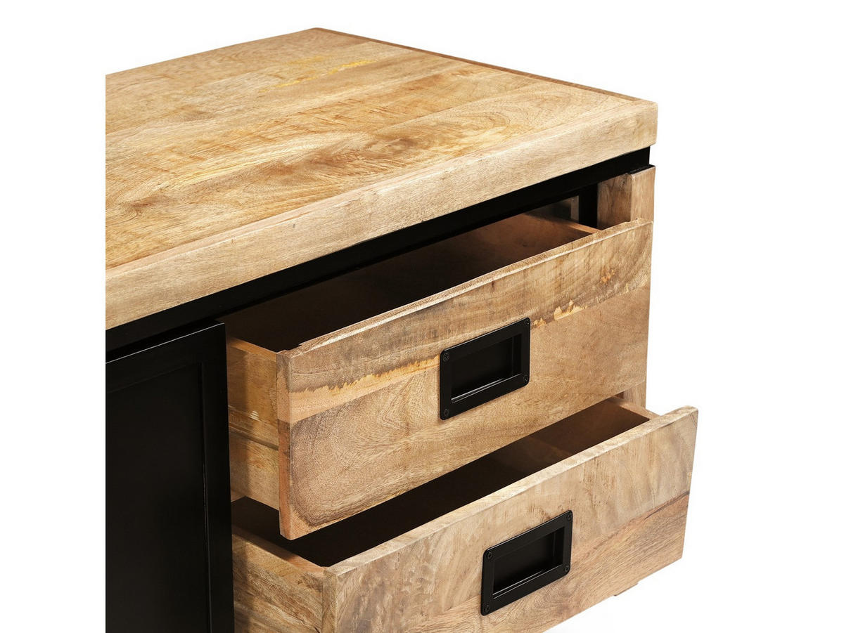 TV Board Novelle Mangoholz 200 cm / 45 cm Natur - Naturfarben, Holz (200/50/45cm) - Villa Möbel