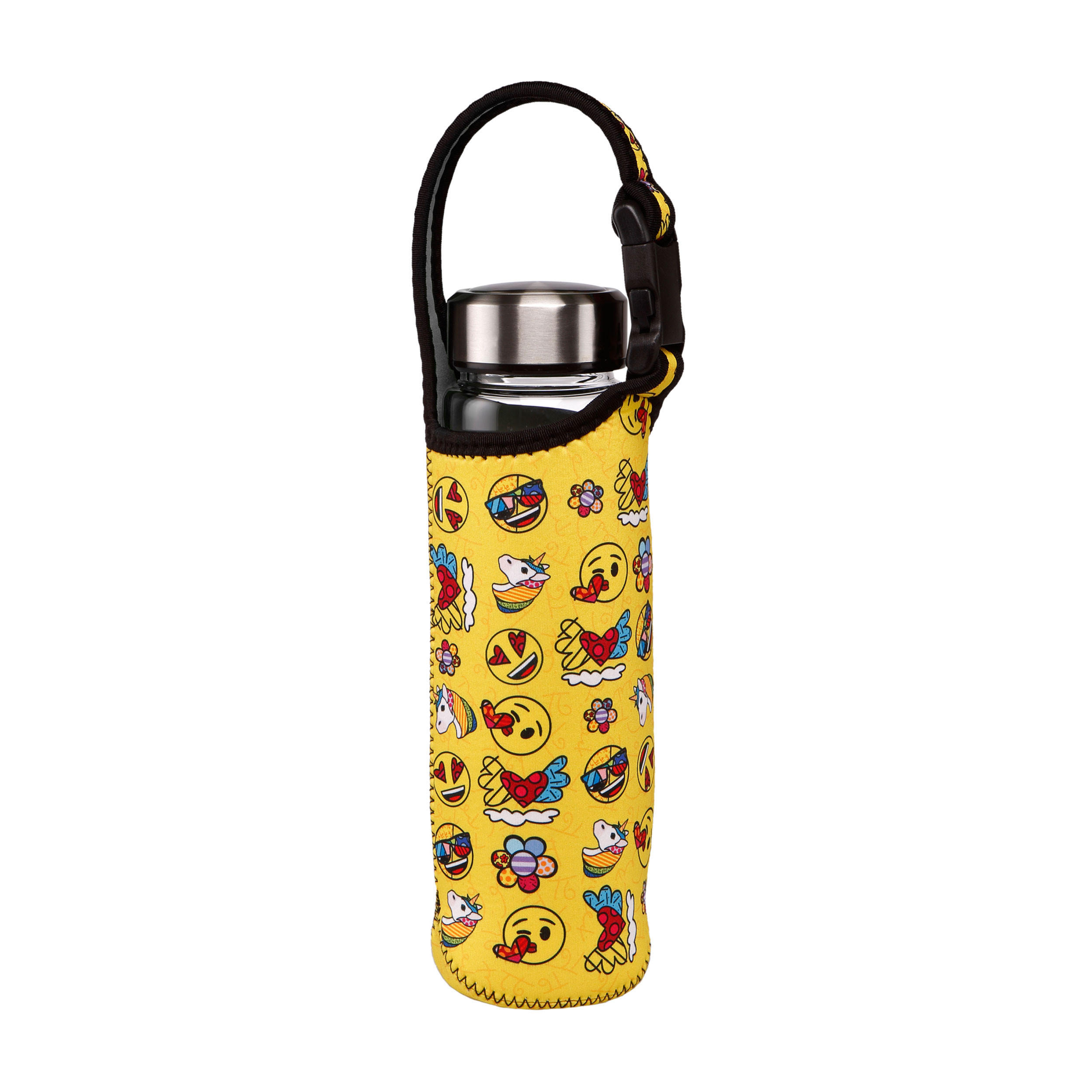 TRINKFLASCHE emoji by Britto - Summer Feelings, Glas-Kombi, Gelb, 700 ml - Gelb, Keramik (0.7L) - Goebel
