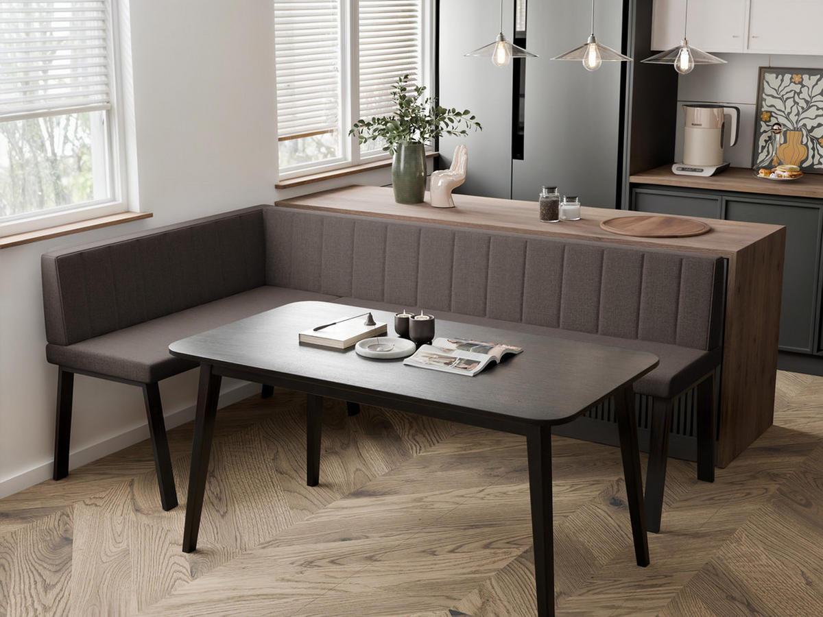 ECKBANK links MONO Y Webstoff gesteppt, 128/168 cm Braun - Braun, Textil/Metall (128/168cm) - Idohome