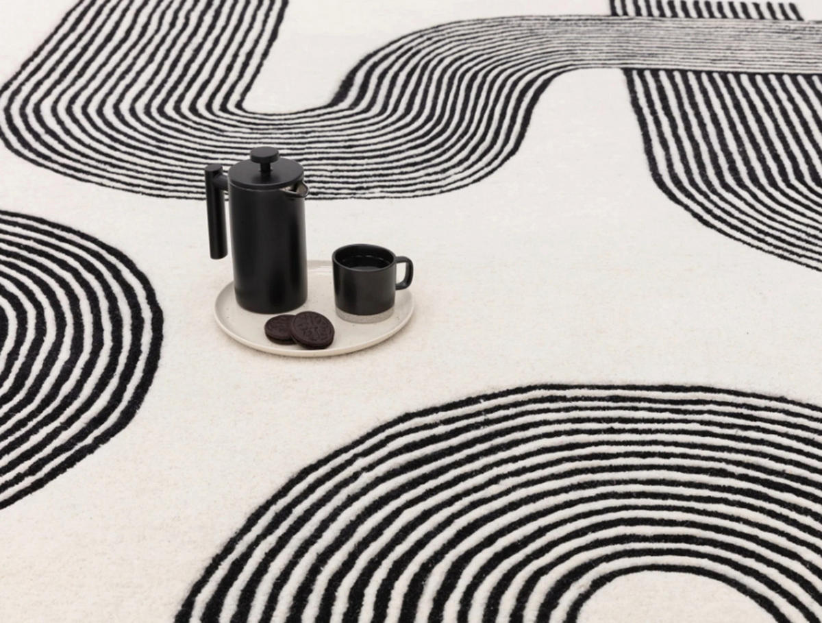 TEPPICH modern handgetuftet Wolle CROOK Schwarz 160 x 230 cm - Schwarz, Naturmaterialien (160/230cm) - Novatrend