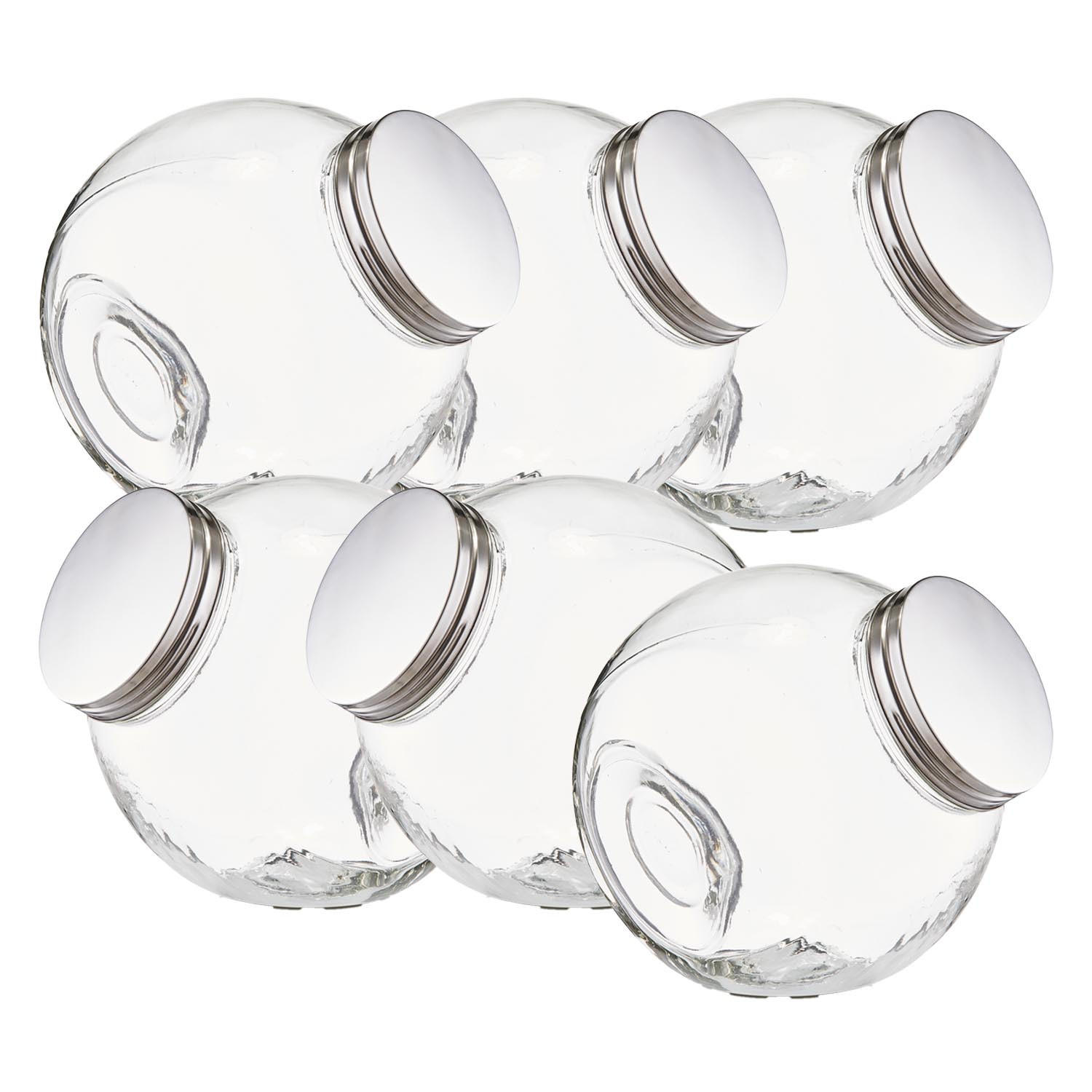 VORRATSGLAS 6 Stück Candy, Edelstahldeckel - 18 x 12,5 x 18 cm - Transparent, Glas (12.5/18/18cm) - Zeller Present
