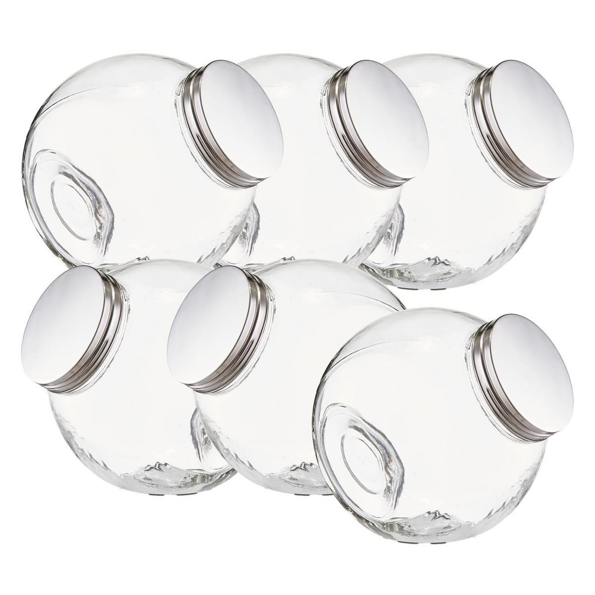VORRATSGLAS 6 Stück Candy, Edelstahldeckel - 18 x 12,5 x 18 cm - Transparent, Glas (12.5/18/18cm) - Zeller Present