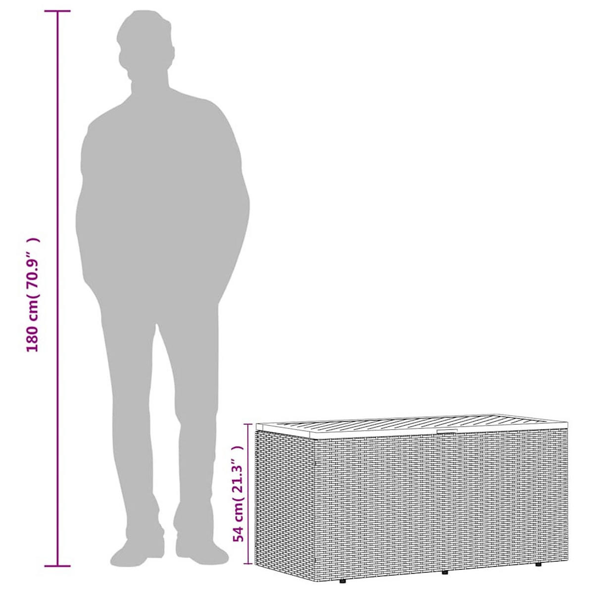 GARTENTRUHE Schwarz 110/50/54 Cm Poly Rattan Akazienholz - Schwarz, Kunststoff (110/54/50cm) - vidaXL