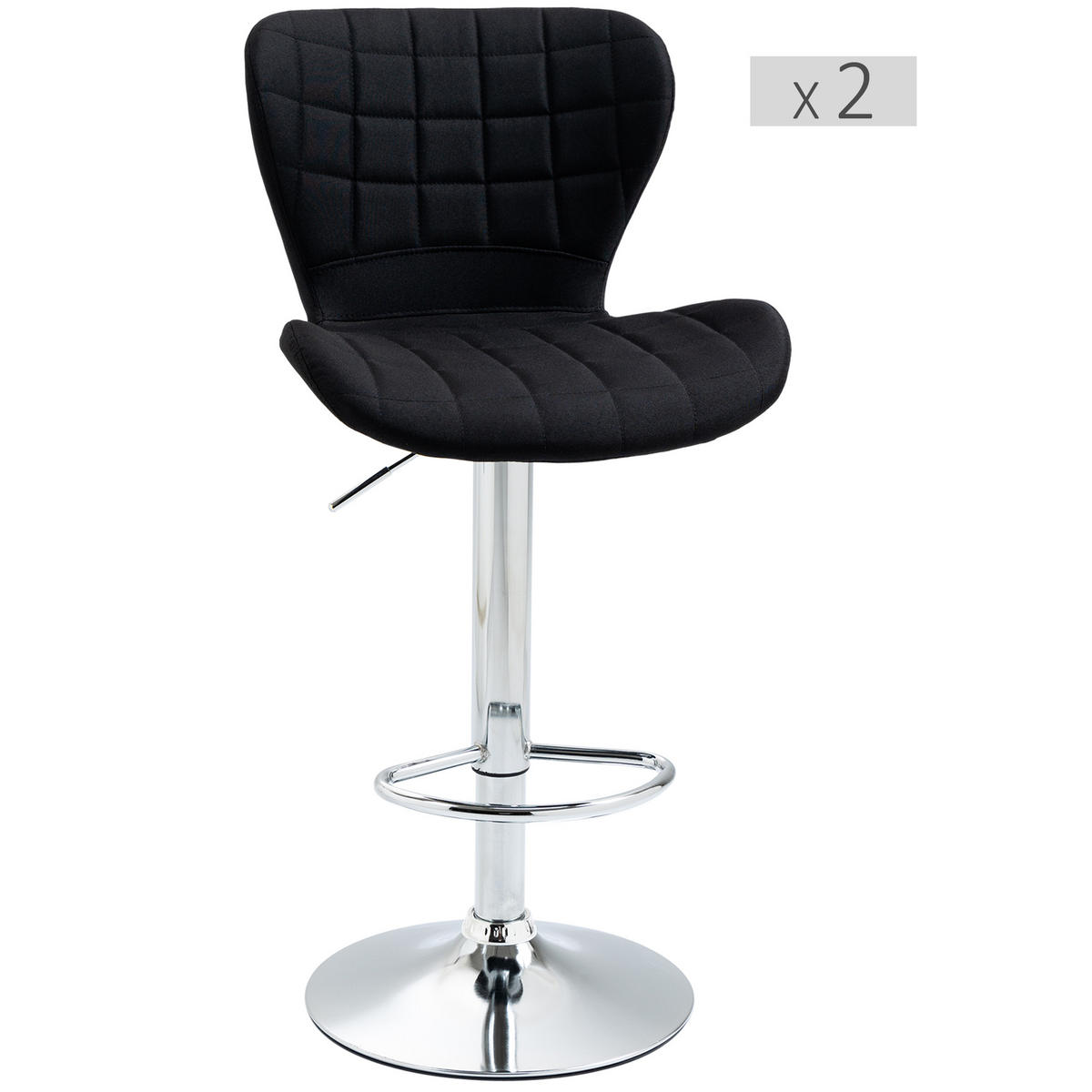 BARHOCKER 2er-Set DE-14689 höhenverstellbar & 360° schwenkbar Schwarz - Schwarz, Metall (51.5/111.5/47cm) - ComfortXL