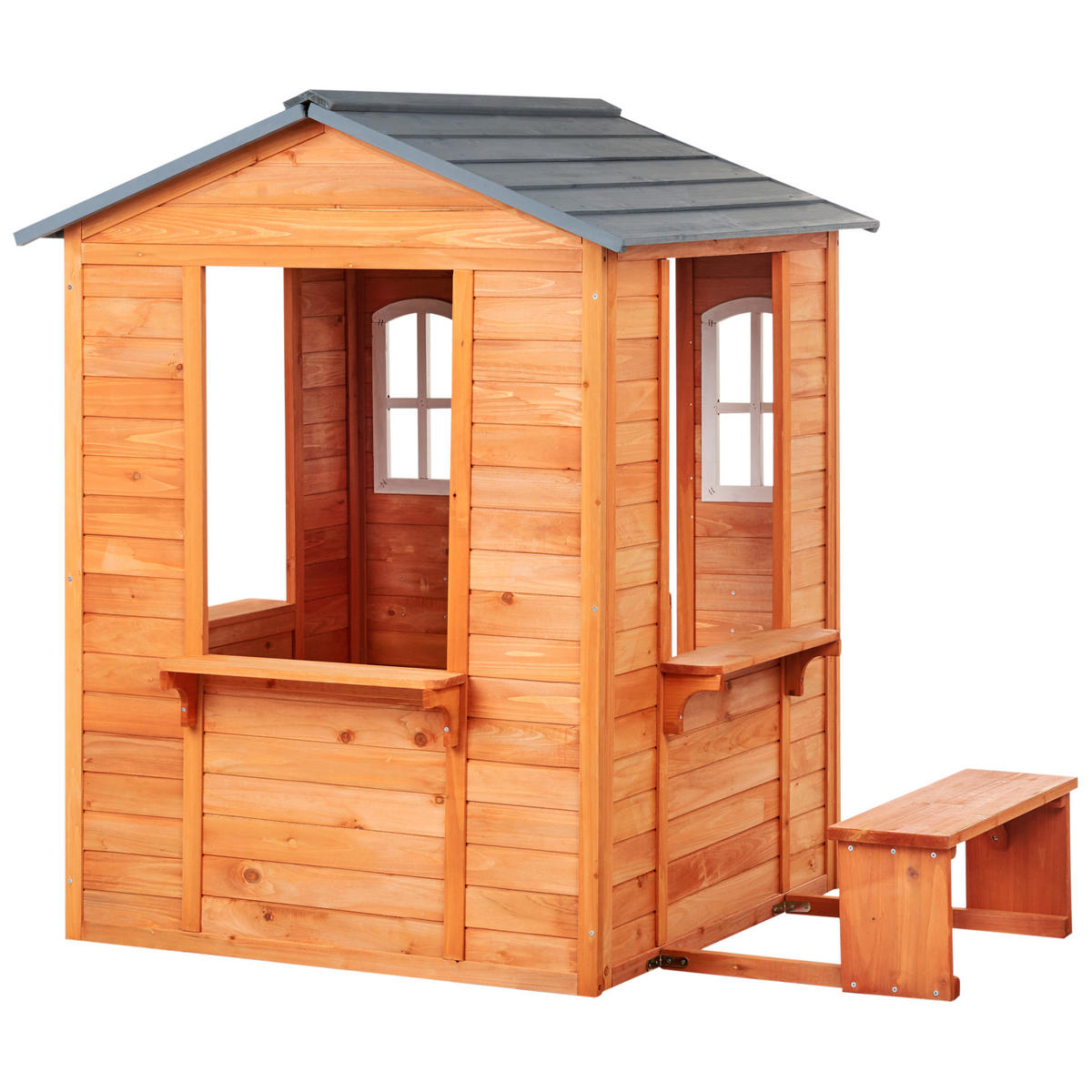 GARTENSPIELHAUS Heller Holzfarbton Ampeliko - Hellbraun/Weiß, Holz (212/142/120cm) - Beliani