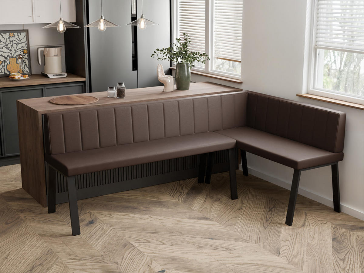 ECKBANK rechts MONO Y Kunstleder gesteppt, 142/196 cm Braun - Braun, Kunststoff/Textil (142/196cm) - Idohome