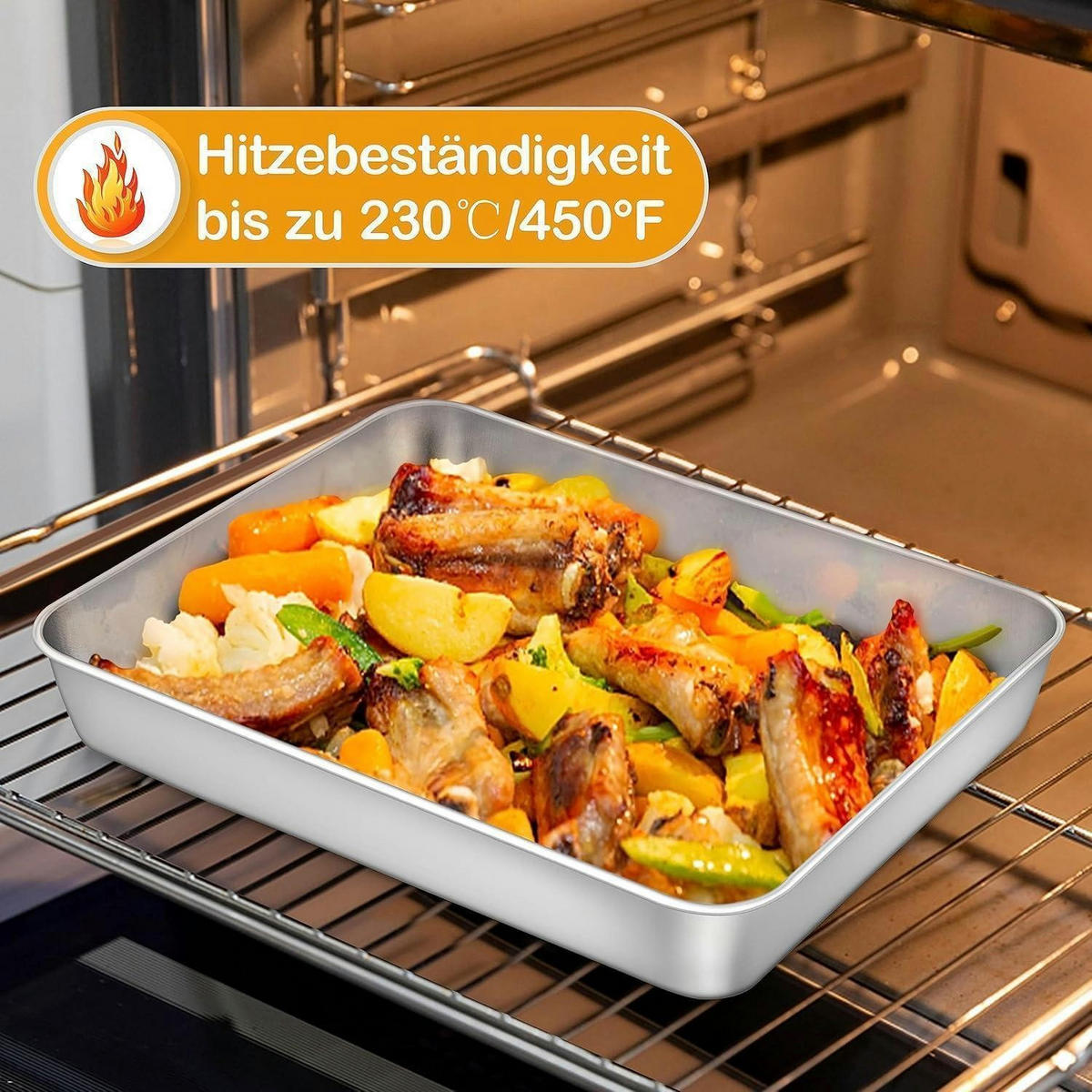 BACKBLECH 2er Set Edelstahl 31,6 x 24,7 cm - Silberfarben, Metall (24.7/4.8/31.6cm)
