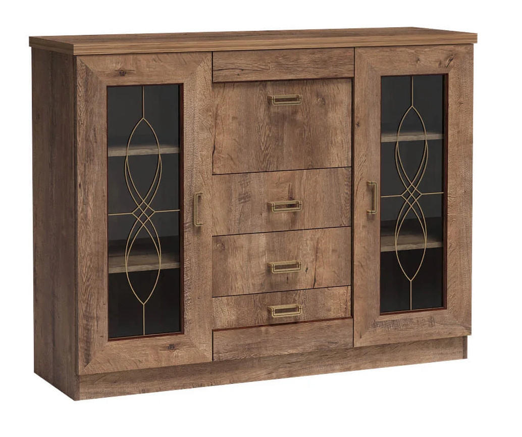 Meblini Vitrinenschrank Dunkelbraun 140x110x44 cm