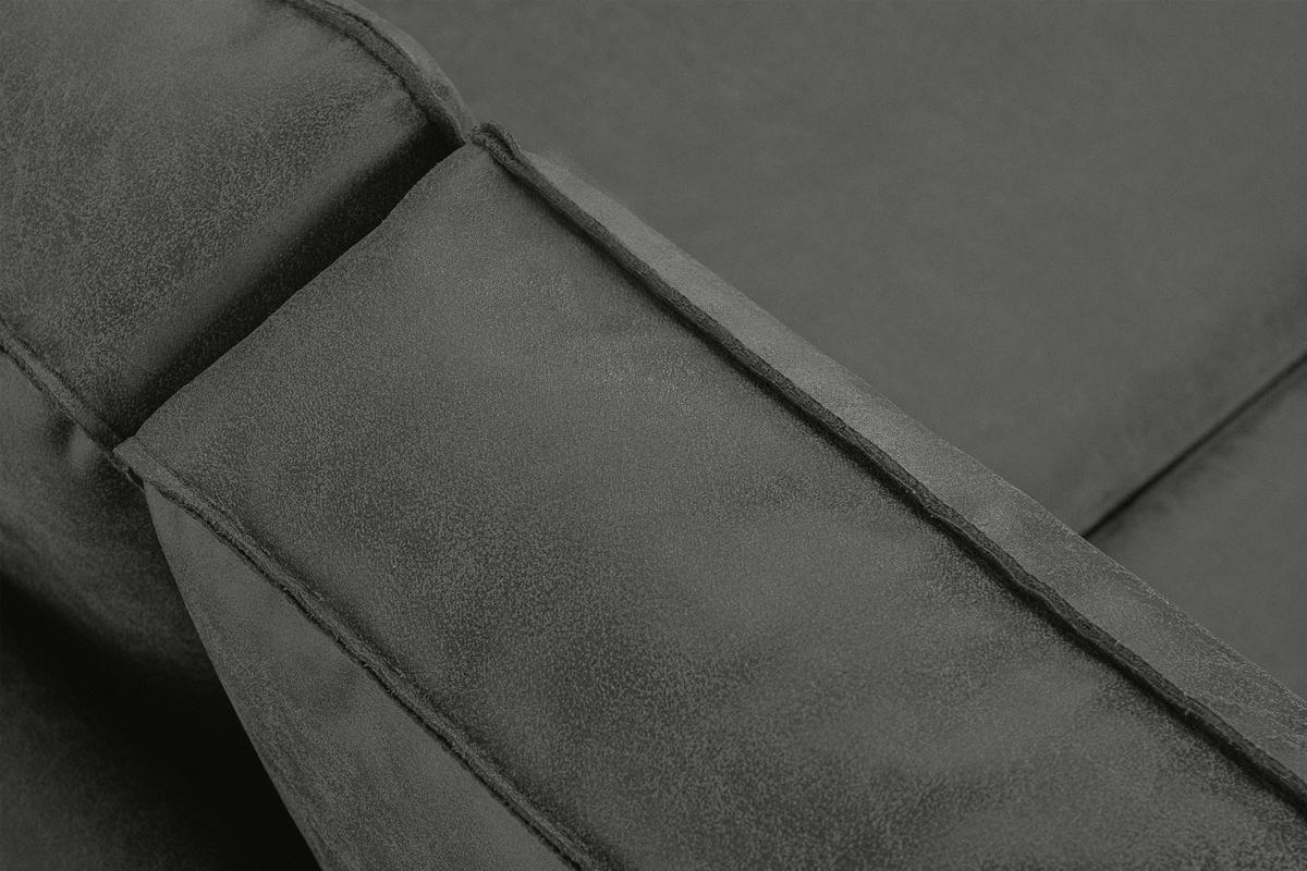 2-SITZER-SOFA INVIA Klassische-Stil mit Armlehnen, Lederoptik-Stoff, dunkelgrau - Dunkelgrau/Schwarz, Textil (164/87/98cm) - KONSIMO®