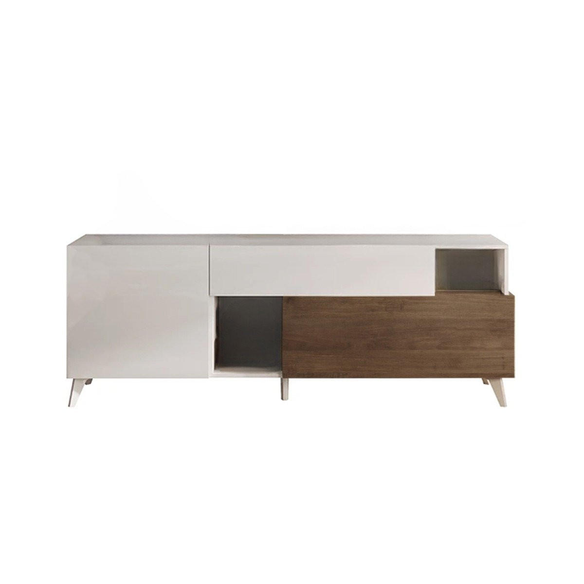 TV-MÖBEL mit 2 Türen, 1 Schublade und 2 Nischen - Mala - 181/43/67 cm - Braun, Holzwerkstoff (43/67/181cm) - Calicosy