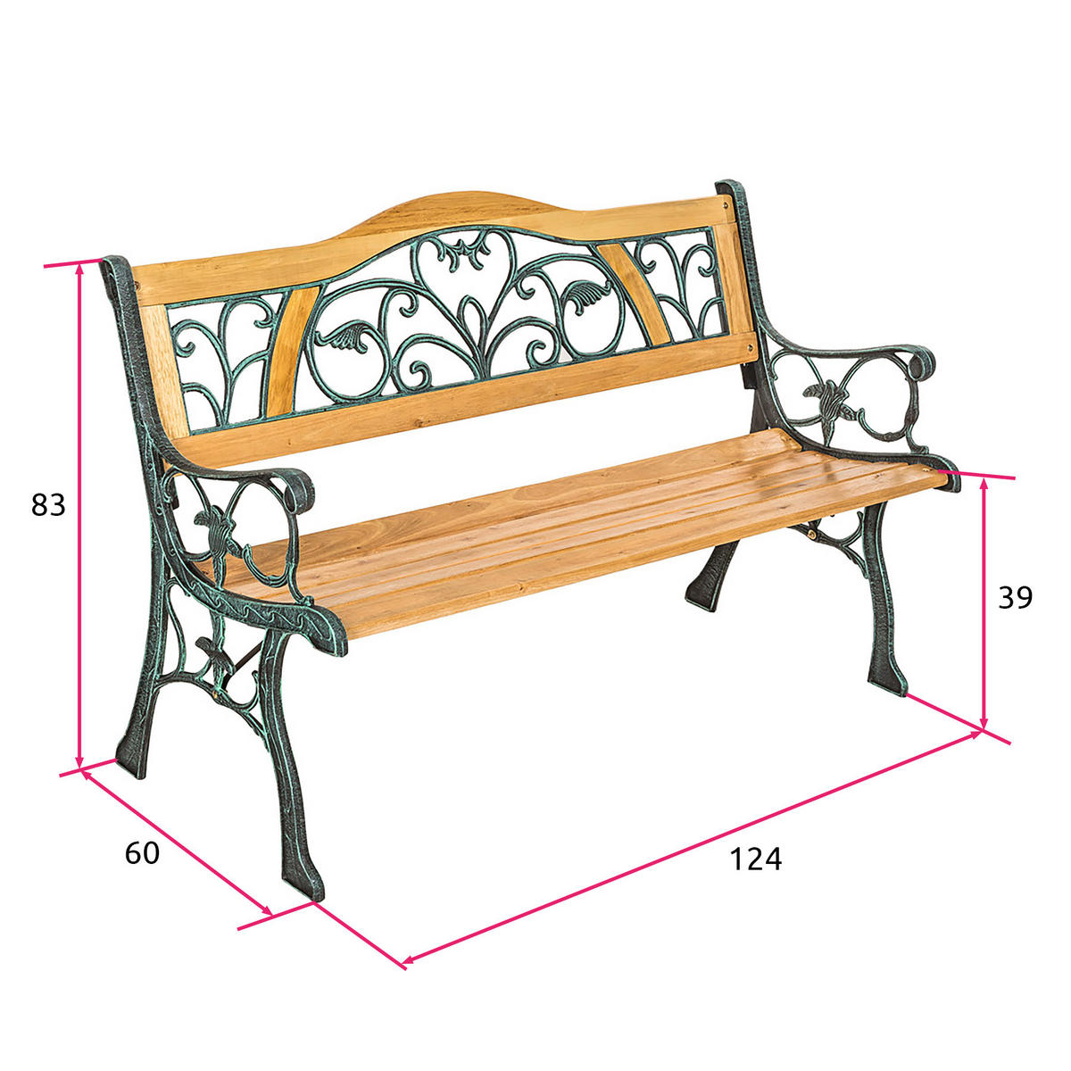 GARTENBANK Kathi,124 x 60 x 83 cm,braun - Braun, Holz (60/38/124cm) - tectake