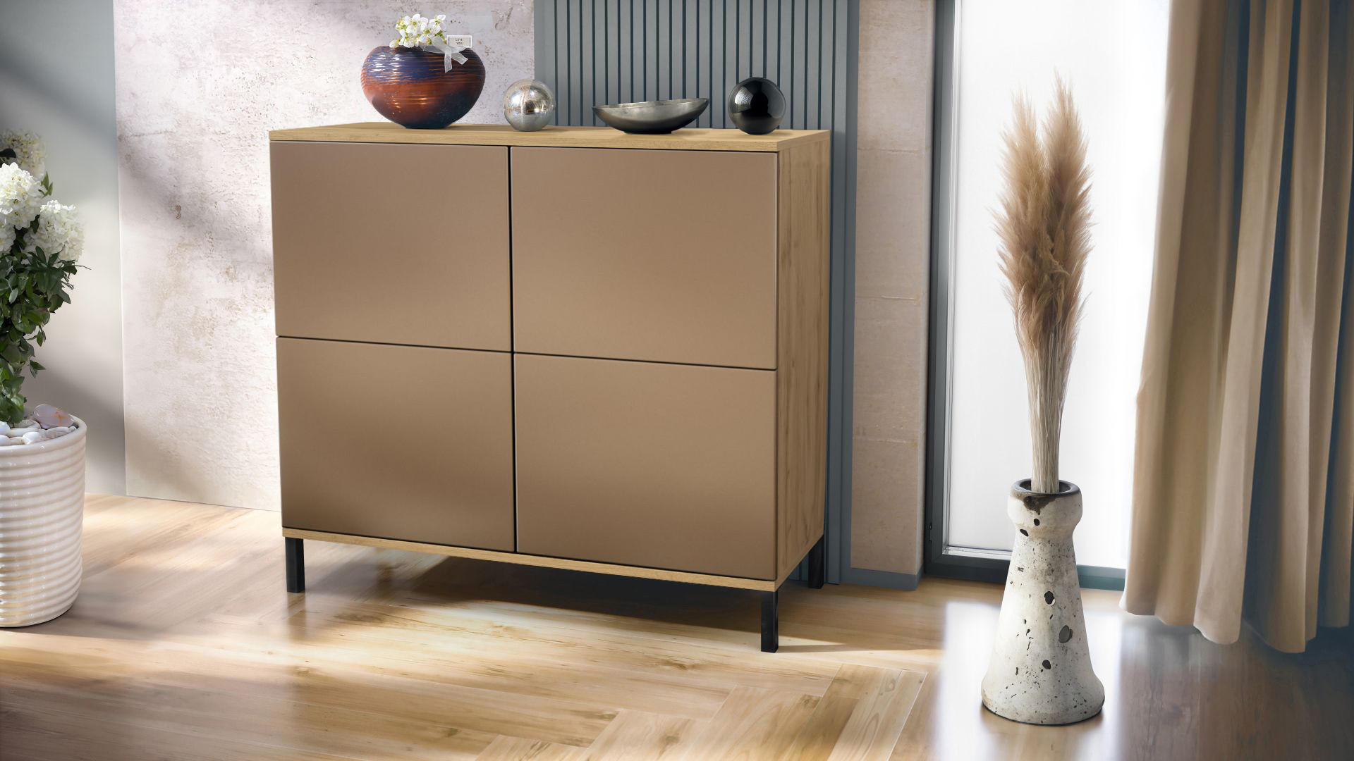 KOMMODE Rova Bronze Optik - Bronzefarben, Holzwerkstoff (92.5/83.5/35cm) - Vladon