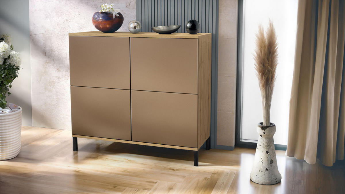 KOMMODE Rova Bronze Optik - Bronzefarben, Holzwerkstoff (92.5/83.5/35cm) - Vladon
