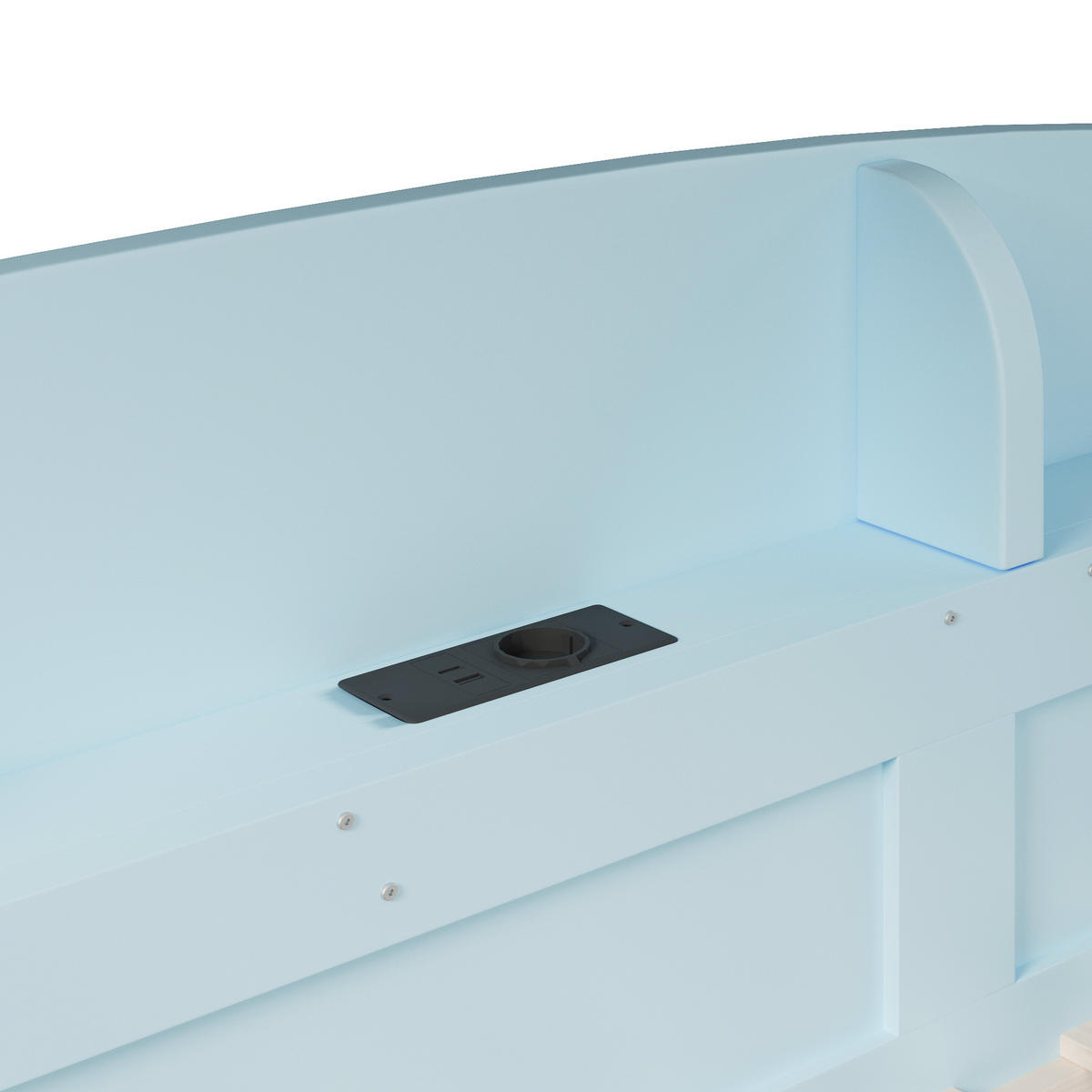 HOCHBETT 90/200 cm in Hellblau mit USB-Steckdose und Ablagefächern aus Holz und MDF - Hellblau, Holzwerkstoff (90/200cm) - STILVORA