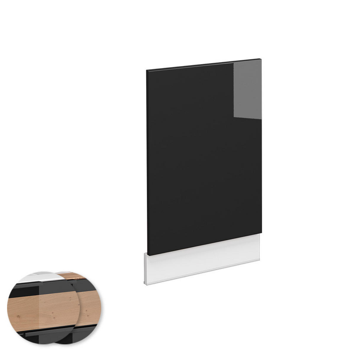 FRONTBLENDE Fame-Line Schwarz Eiche hochglanz 45 cm, AP Anthrazit - Schwarz Hochglanz/Schwarz, Holzwerkstoff (45/67.4/1.6cm) - Vicco