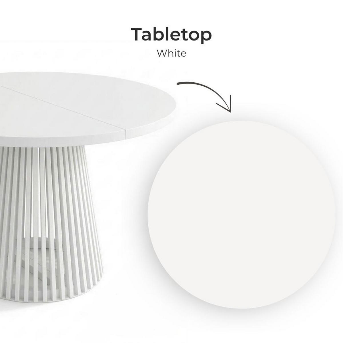 ESSTISCH runder ausziehbarer Tisch für Esszimmer DOVER 100 / 150 cm, Farbe: Weiß - Weiß, Holz (150/100/77cm) - Dekori_Interiors
