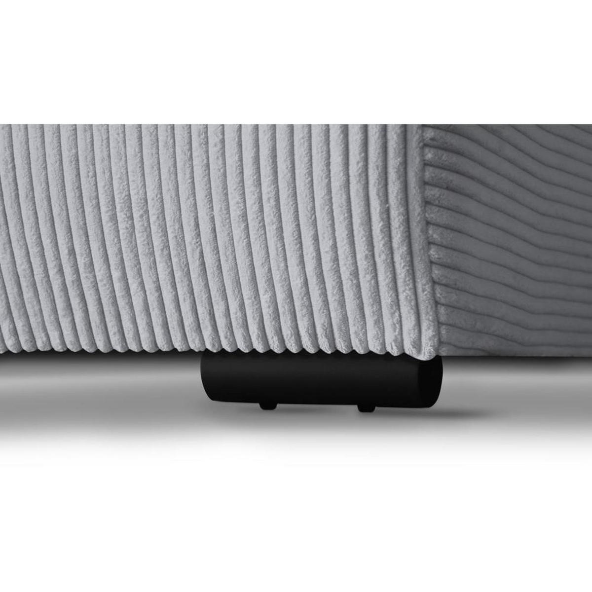 ECKSCHLAFSOFA Benny hellgrau links - Hellgrau/Schwarz, Kunststoff/Textil (271/185cm) - Beautysofa